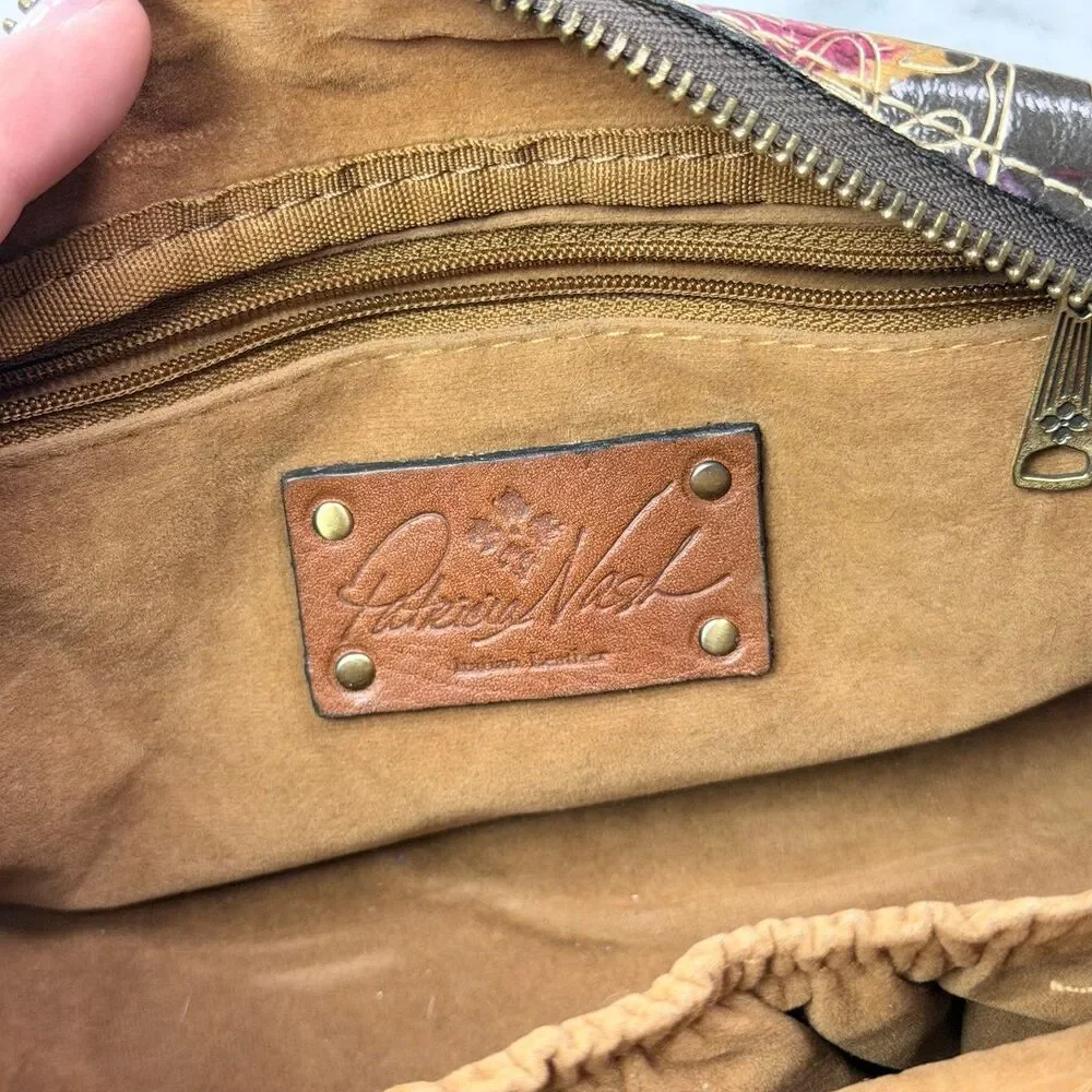 Patricia Nash metallic tooled paisley leather makeup bag or wristlet